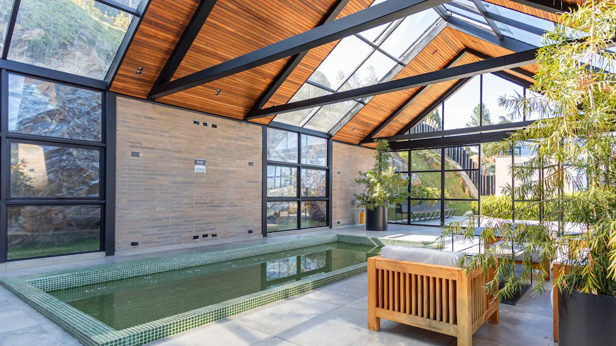 Private swimming lesson at a home pool