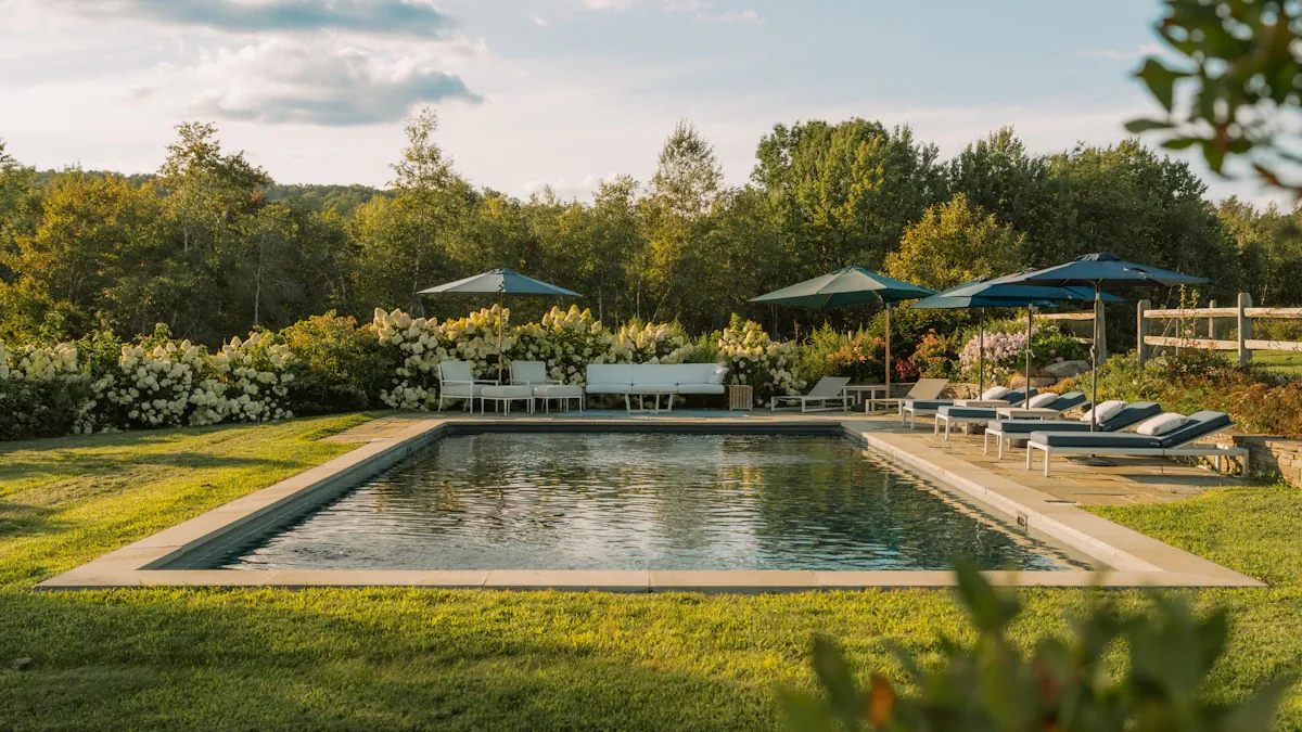 Private swimming lesson at a home pool