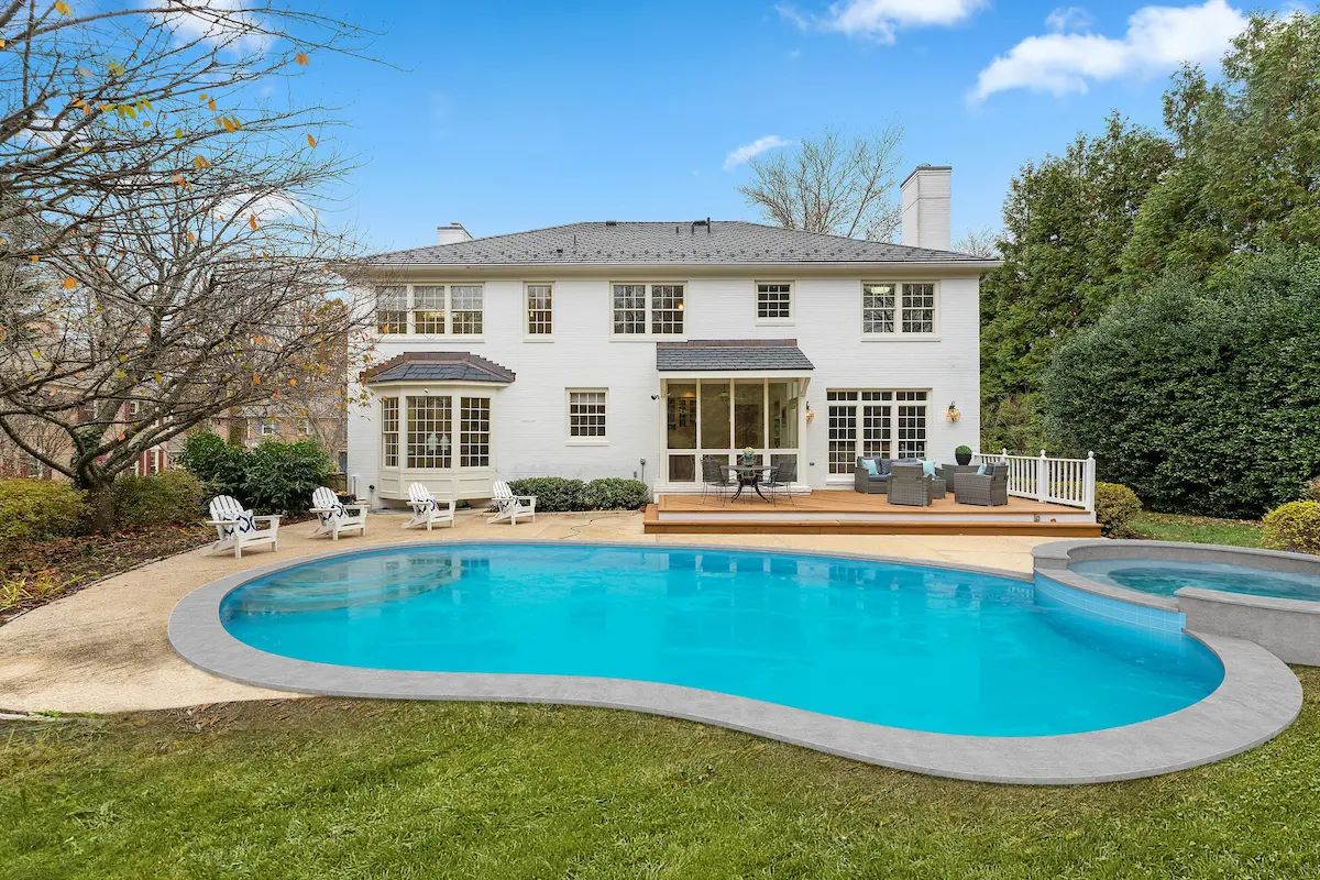 Private swimming lesson at a home pool